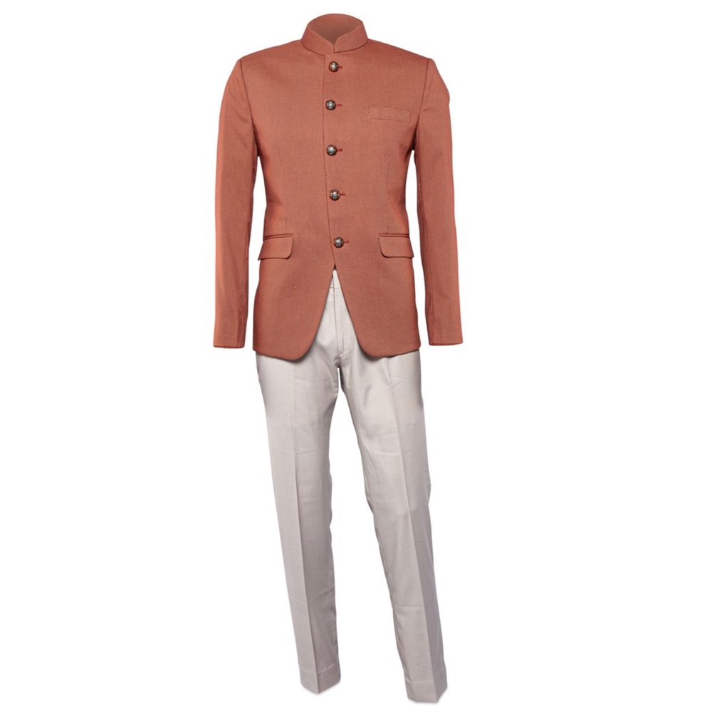 Orange Rust textured Bandhgala